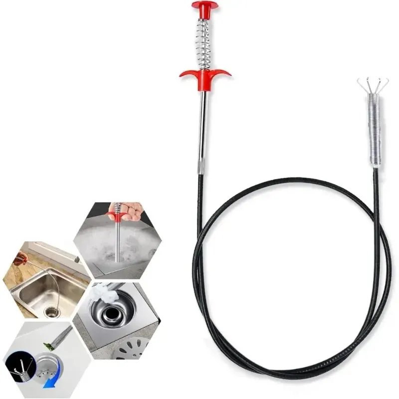Déboucheur de drain flexible et robuste, 200/160/90/60 cm, pour éviers de cuisine, baignoires et douches