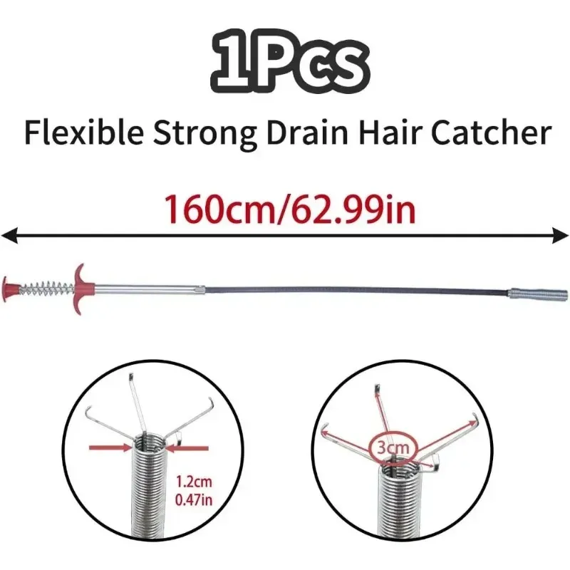 Vue détaillée du déboucheur de drain flexible