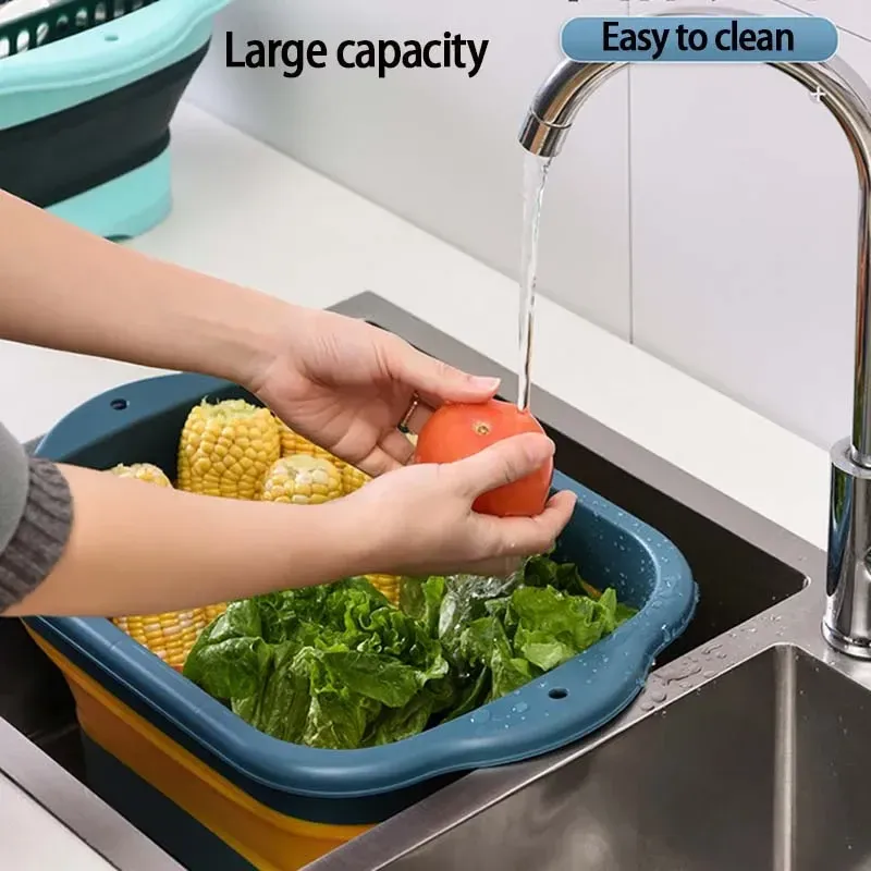 Passoire pliable en silicone pour fruits et légumes, égouttoir de cuisine 2