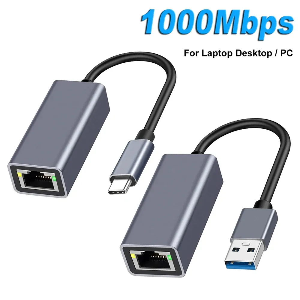 Adaptateur USB-C vers Ethernet RJ45 1000 Mbps, carte réseau USB 3.0 compatible MacBook, PC Windows et Android 1