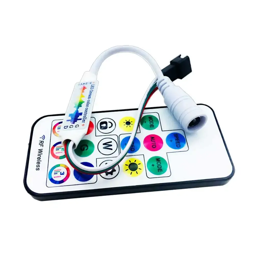 Contrôleur RGB pour bande LED WS2812B et WS2811 avec télécommande RF 17 touches et mode musical, idéal pour le rétroéclairage TV, DC 5-24 V 3