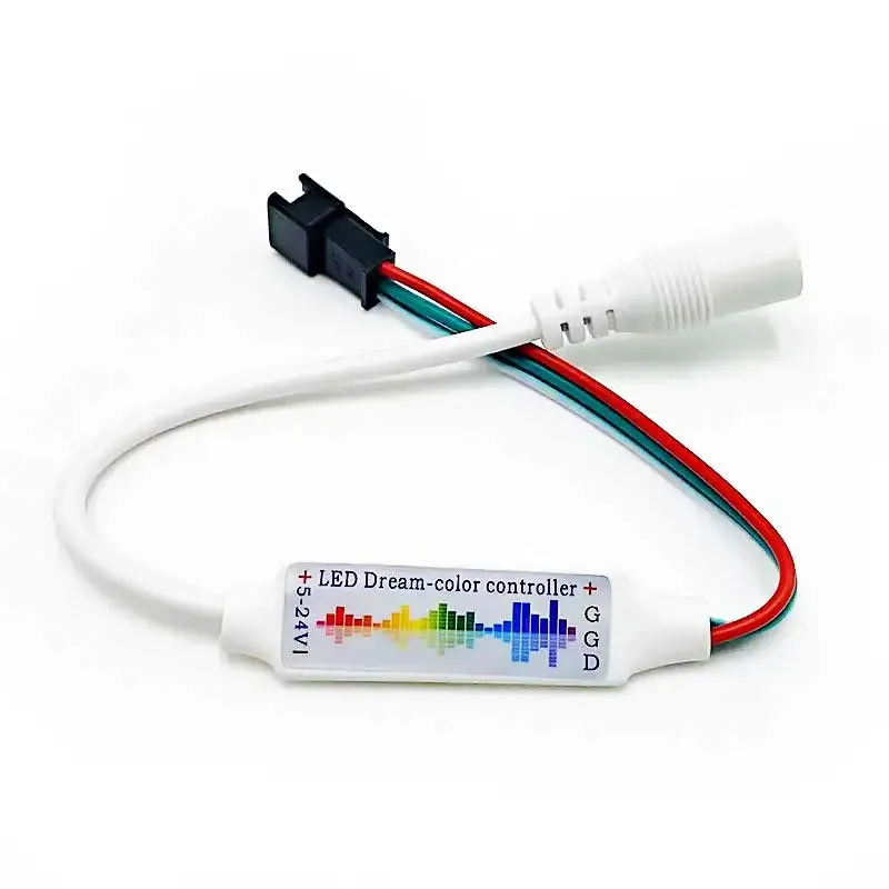 Contrôleur RGB pour bande LED WS2812B et WS2811 avec télécommande RF 17 touches et mode musical, idéal pour le rétroéclairage TV, DC 5-24 V 4