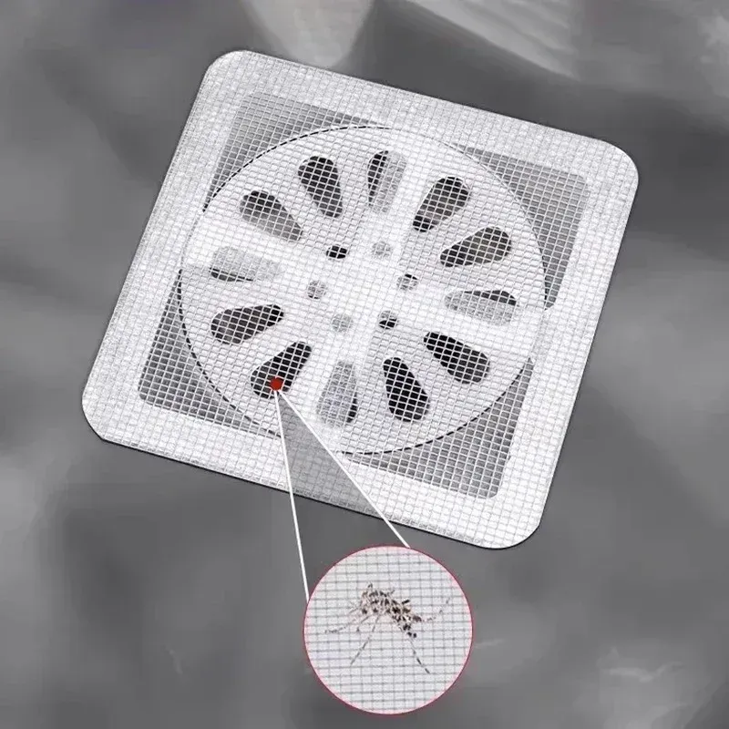 Autocollants jetables anti-insectes en maille pour siphon de sol, filtre de vidange de lavabo à forte adhérence, bloque-cheveux pour douche 3