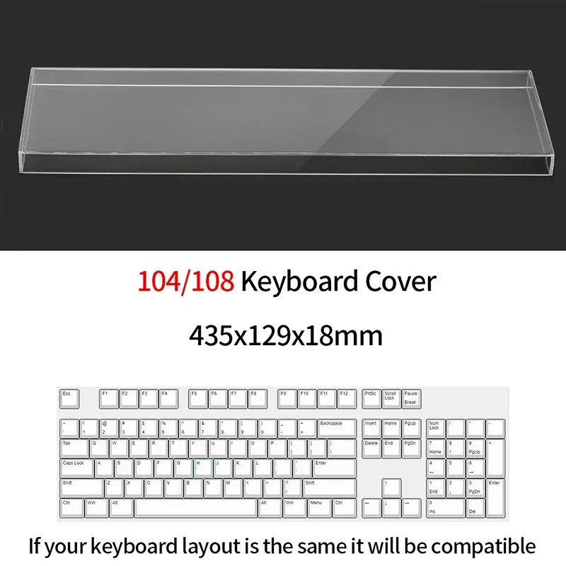 Housse de protection transparente en acrylique pour clavier mécanique, couvercle anti-poussière, 60, 61/64, 96, 98, 104/108 touches 14
