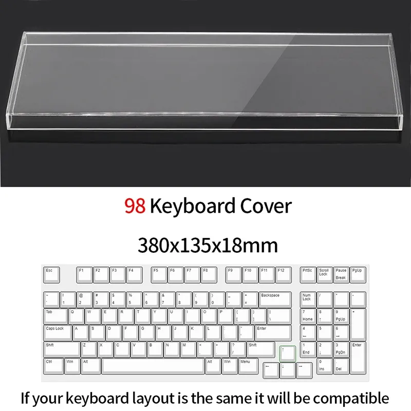 Housse de protection transparente en acrylique pour clavier mécanique, couvercle anti-poussière, 60, 61/64, 96, 98, 104/108 touches 8