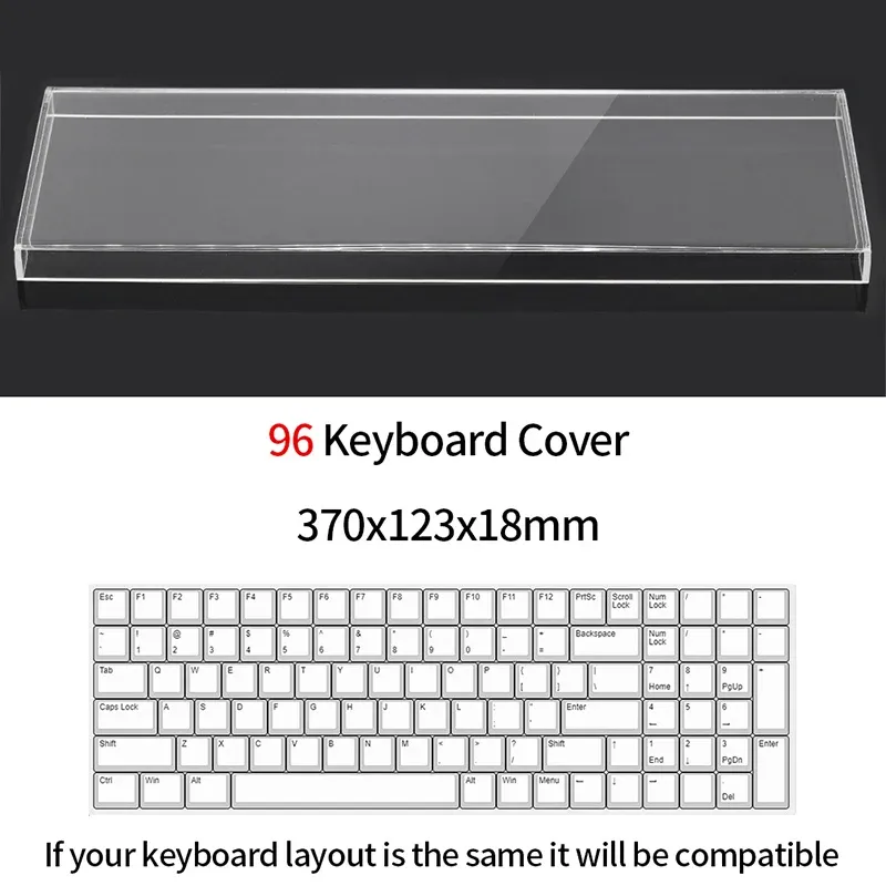 Housse de protection transparente en acrylique pour clavier mécanique, couvercle anti-poussière, 60, 61/64, 96, 98, 104/108 touches 7