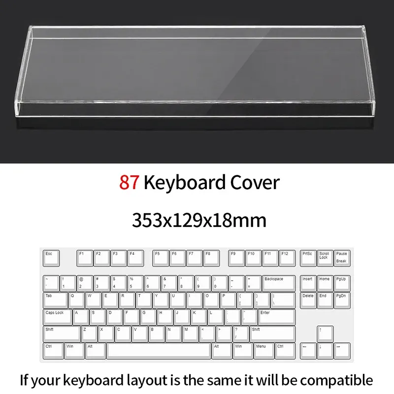 Housse de protection transparente en acrylique pour clavier mécanique, couvercle anti-poussière, 60, 61/64, 96, 98, 104/108 touches 10
