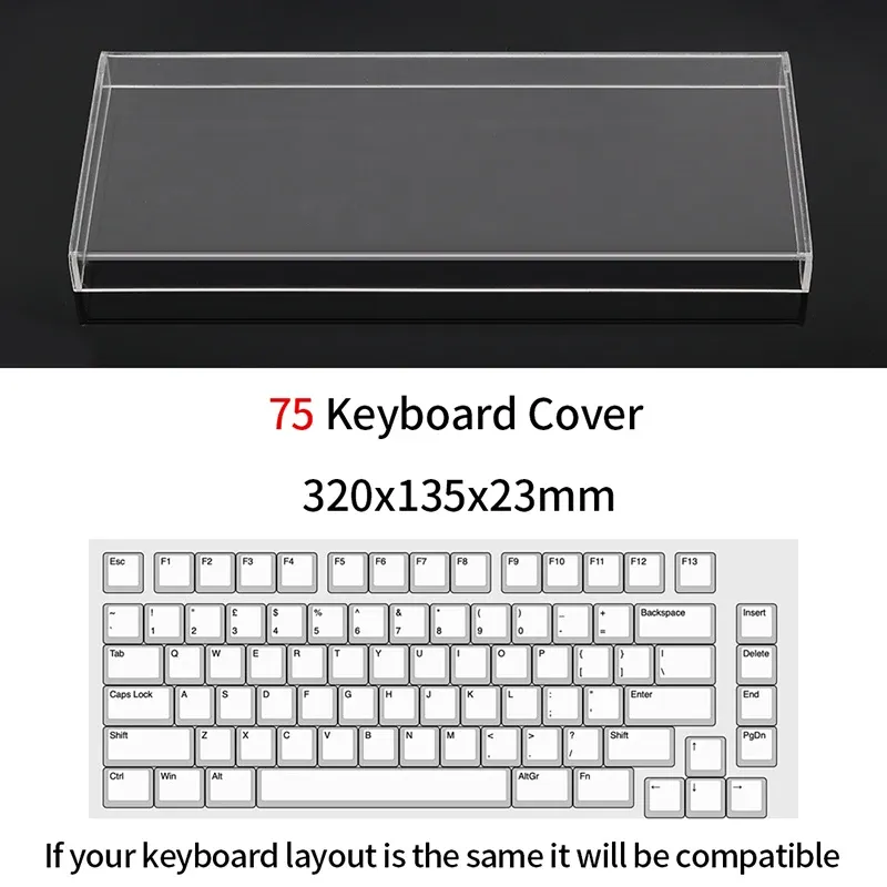 Housse de protection transparente en acrylique pour clavier mécanique, couvercle anti-poussière, 60, 61/64, 96, 98, 104/108 touches 12