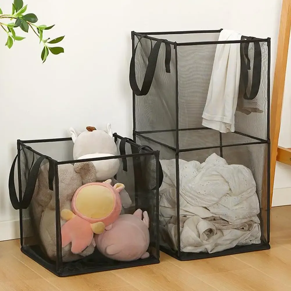 Panier à linge carré pliable, poignée ergonomique