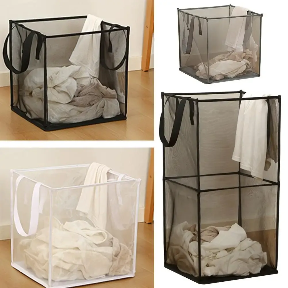 Panier à linge carré pliable, rangement de la salle de bain