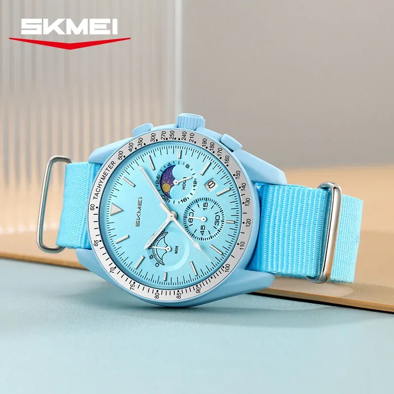 Montre chronographe à quartz SKMEI 9392 pour homme et femme, date, étanche 30 m, montre sport à bracelet en nylon 3