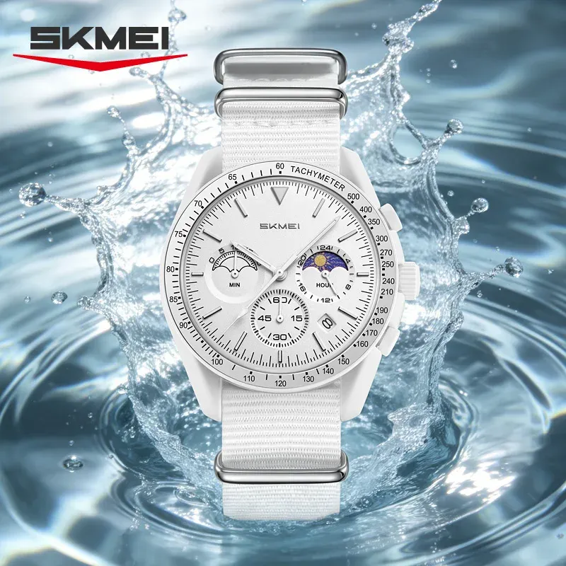 Montre chronographe à quartz SKMEI 9392 pour homme et femme, date, étanche 30 m, montre sport à bracelet en nylon 4