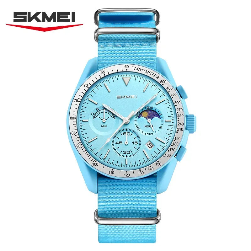 Montre chronographe à quartz SKMEI 9392 pour homme et femme, date, étanche 30 m, montre sport à bracelet en nylon 10