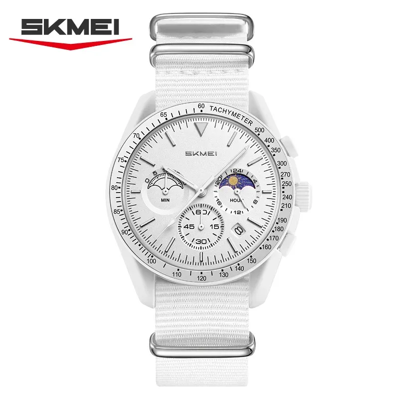 Montre chronographe à quartz SKMEI 9392 pour homme et femme, date, étanche 30 m, montre sport à bracelet en nylon 9