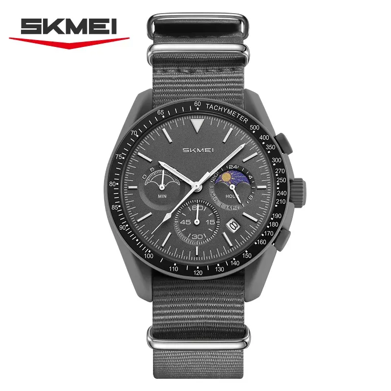 Montre chronographe à quartz SKMEI 9392 pour homme et femme, date, étanche 30 m, montre sport à bracelet en nylon 8