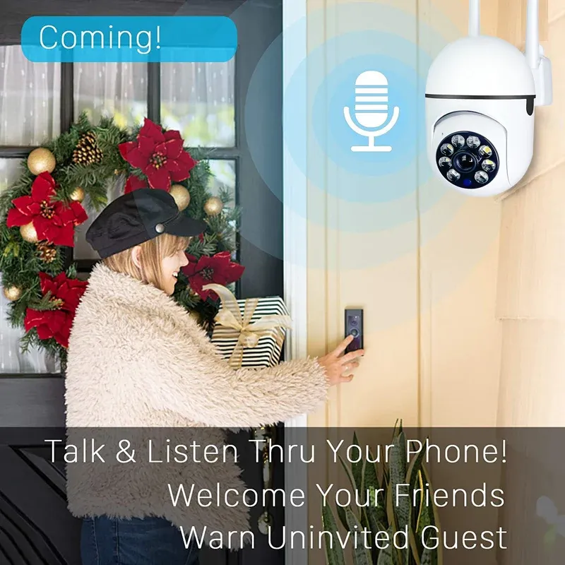 Caméra de surveillance sans fil A7 1080p HD avec interphone 360° et vision nocturne 3