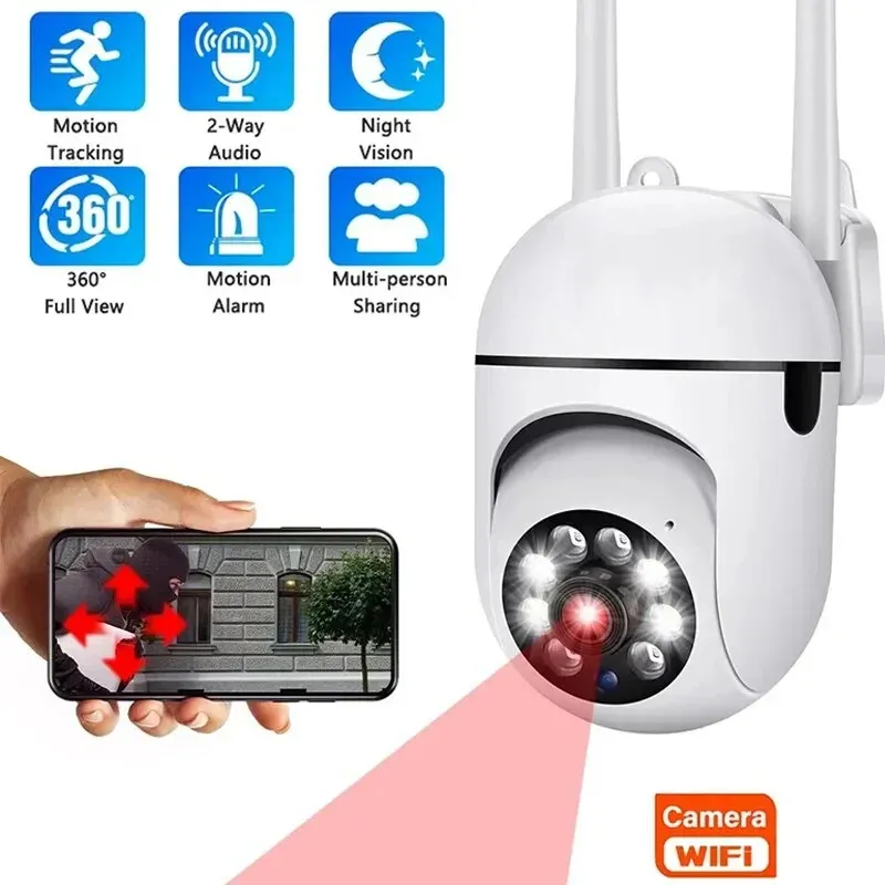Caméra de surveillance sans fil A7 1080p HD avec interphone 360° et vision nocturne 6