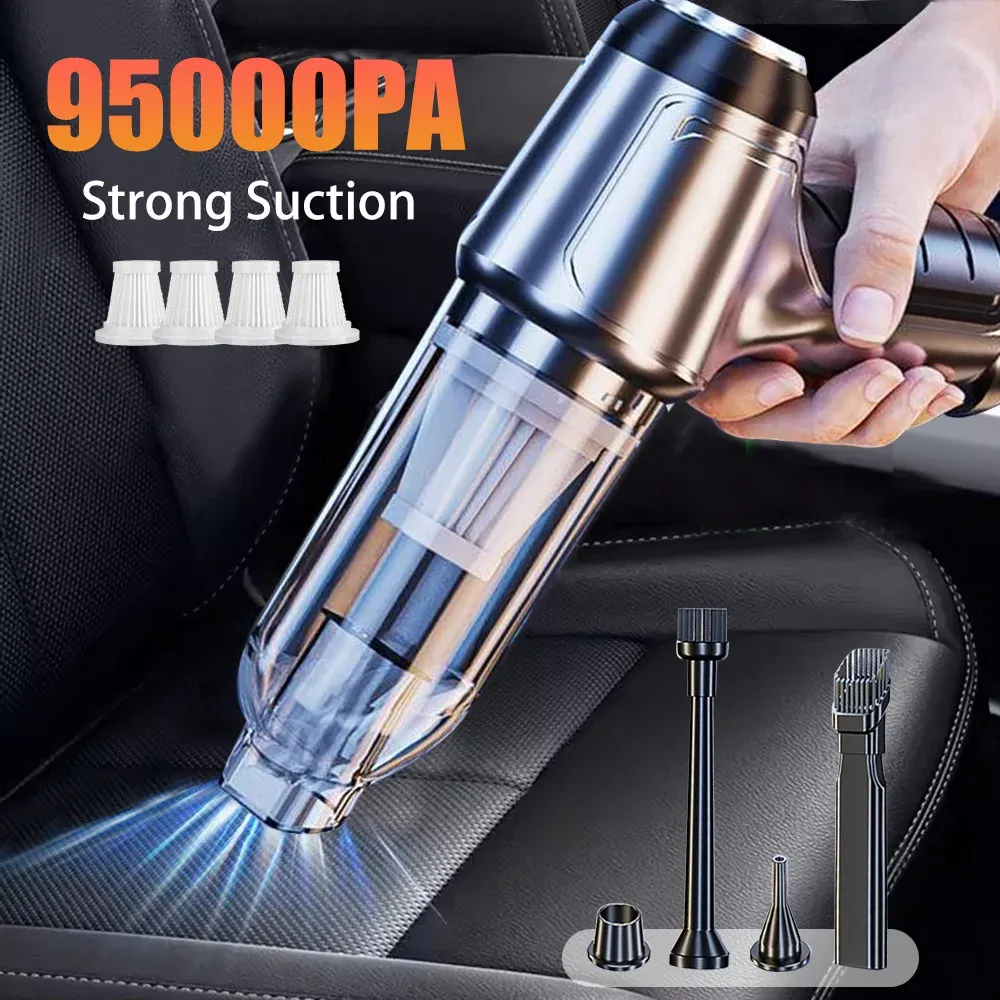 Aspirateur de voiture sans fil 95000 Pa, forte aspiration, portable, souffleur 2 en 1, pour voiture et maison - Image 1