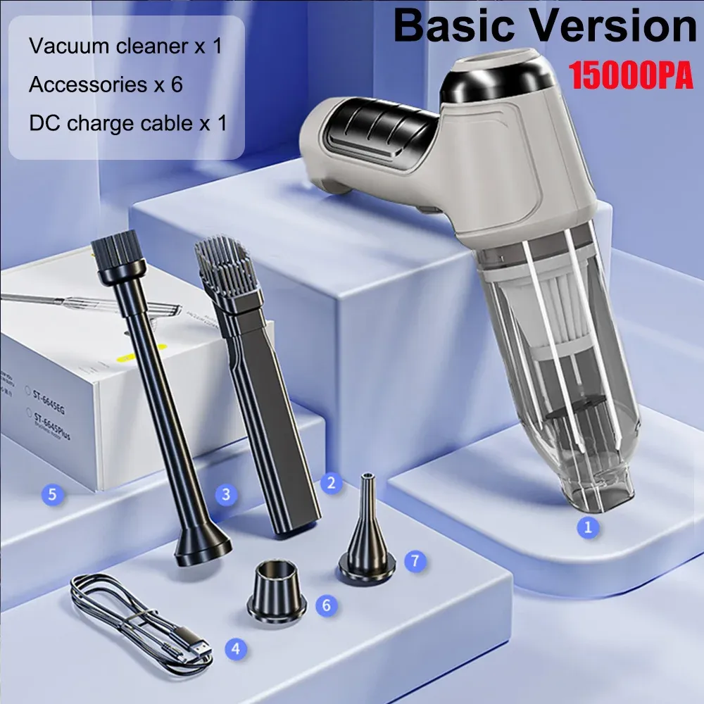 Aspirateur de voiture sans fil 95000 Pa, forte aspiration, portable, souffleur 2 en 1, pour voiture et maison 7