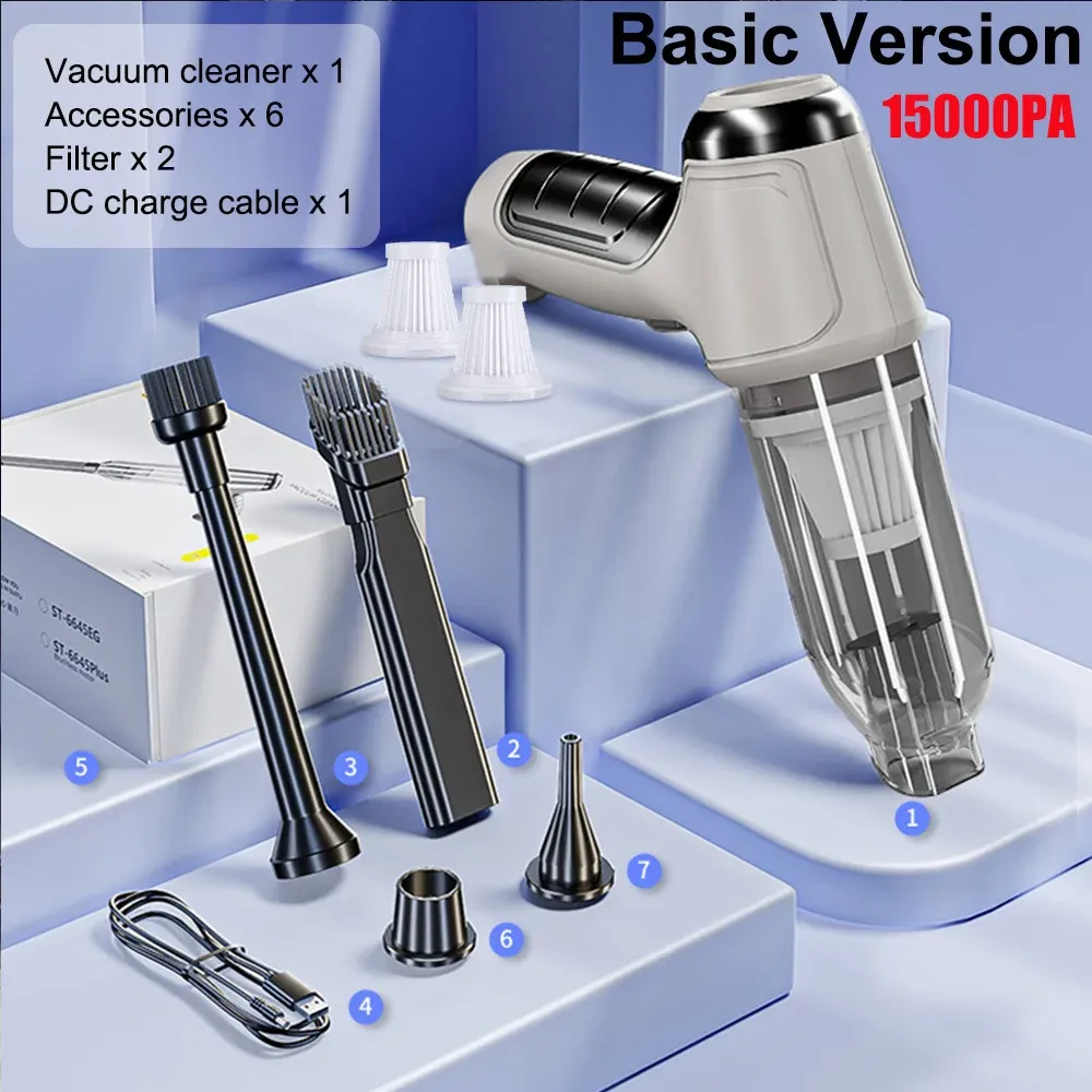 Aspirateur de voiture sans fil 95000 Pa, forte aspiration, portable, souffleur 2 en 1, pour voiture et maison 9