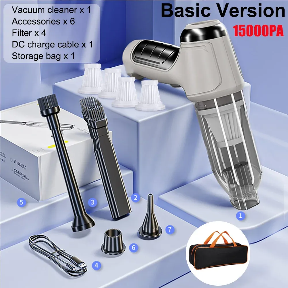 Aspirateur de voiture sans fil 95000 Pa, forte aspiration, portable, souffleur 2 en 1, pour voiture et maison 8