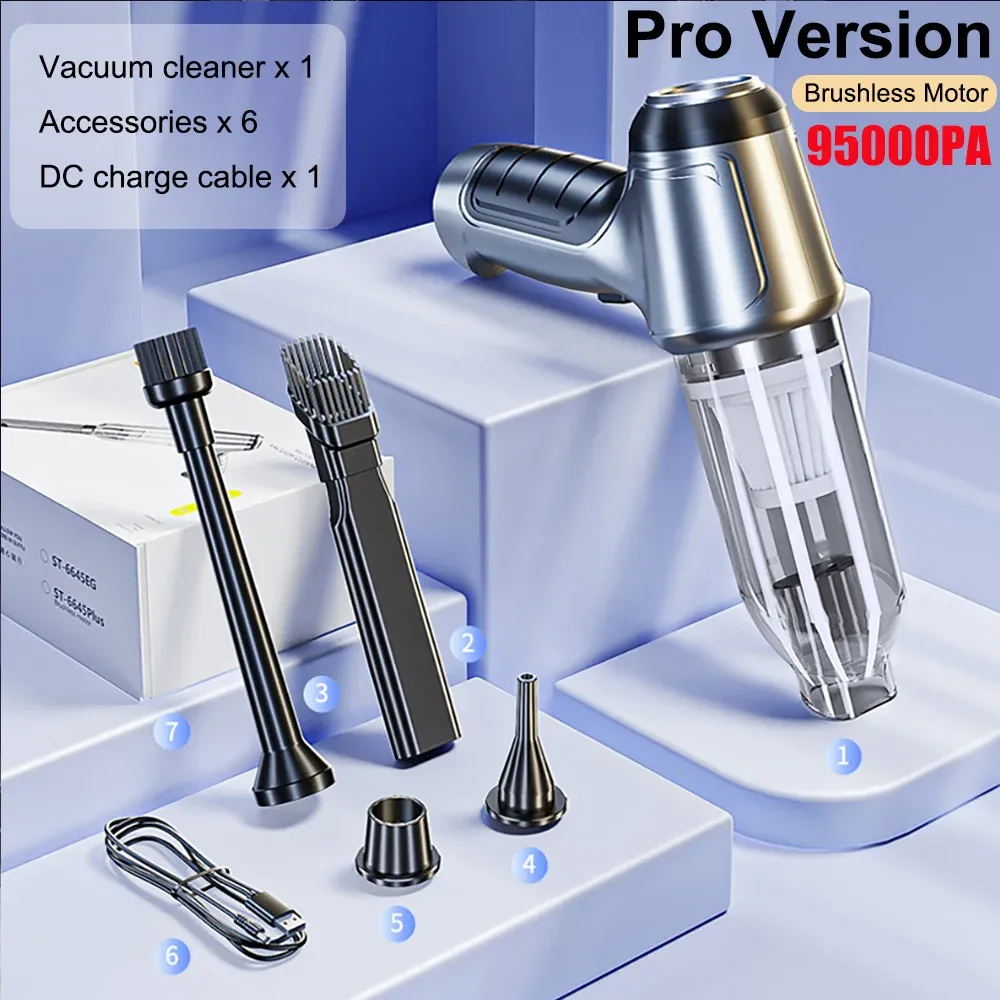 Aspirateur de voiture sans fil 95000 Pa, forte aspiration, portable, souffleur 2 en 1, pour voiture et maison 11