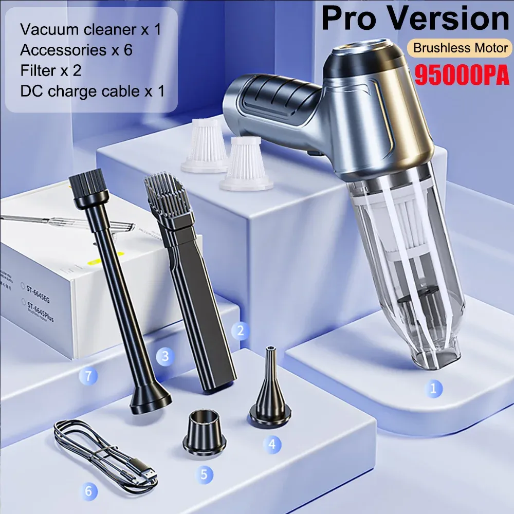 Aspirateur de voiture sans fil 95000 Pa, forte aspiration, portable, souffleur 2 en 1, pour voiture et maison 10