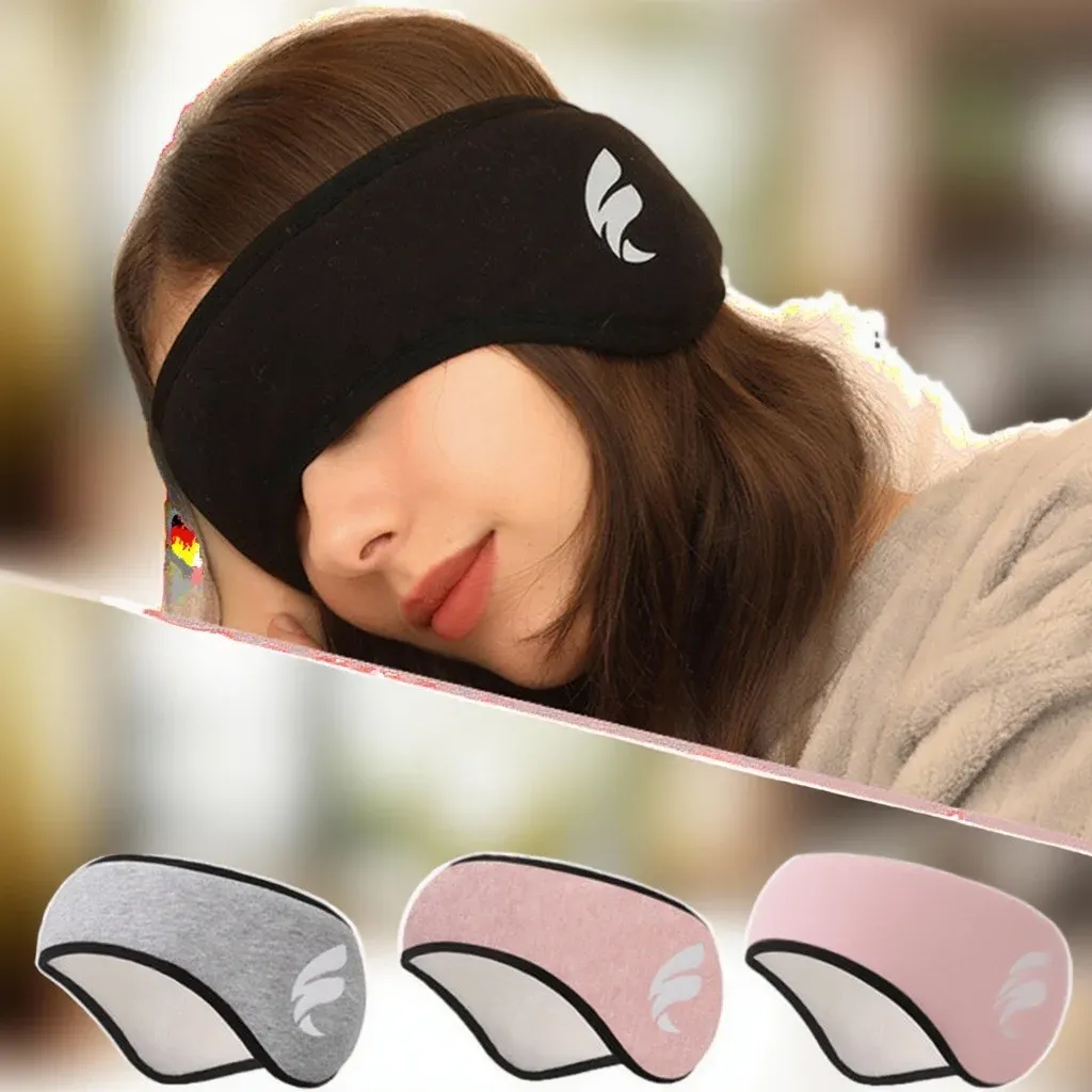 Masque de sommeil occultant en peluche avec protège-oreilles anti-bruit pour hommes et femmes - Image 1