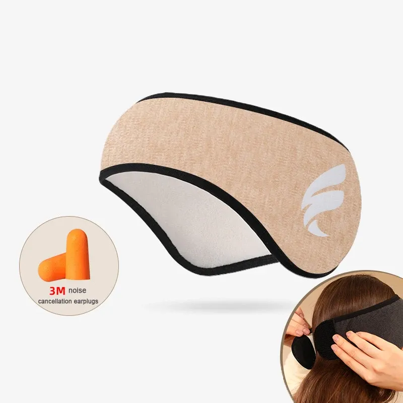 Masque de sommeil occultant en peluche avec protège-oreilles anti-bruit pour hommes et femmes 13