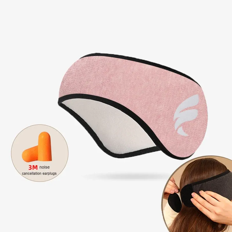 Masque de sommeil occultant en peluche avec protège-oreilles anti-bruit pour hommes et femmes 7