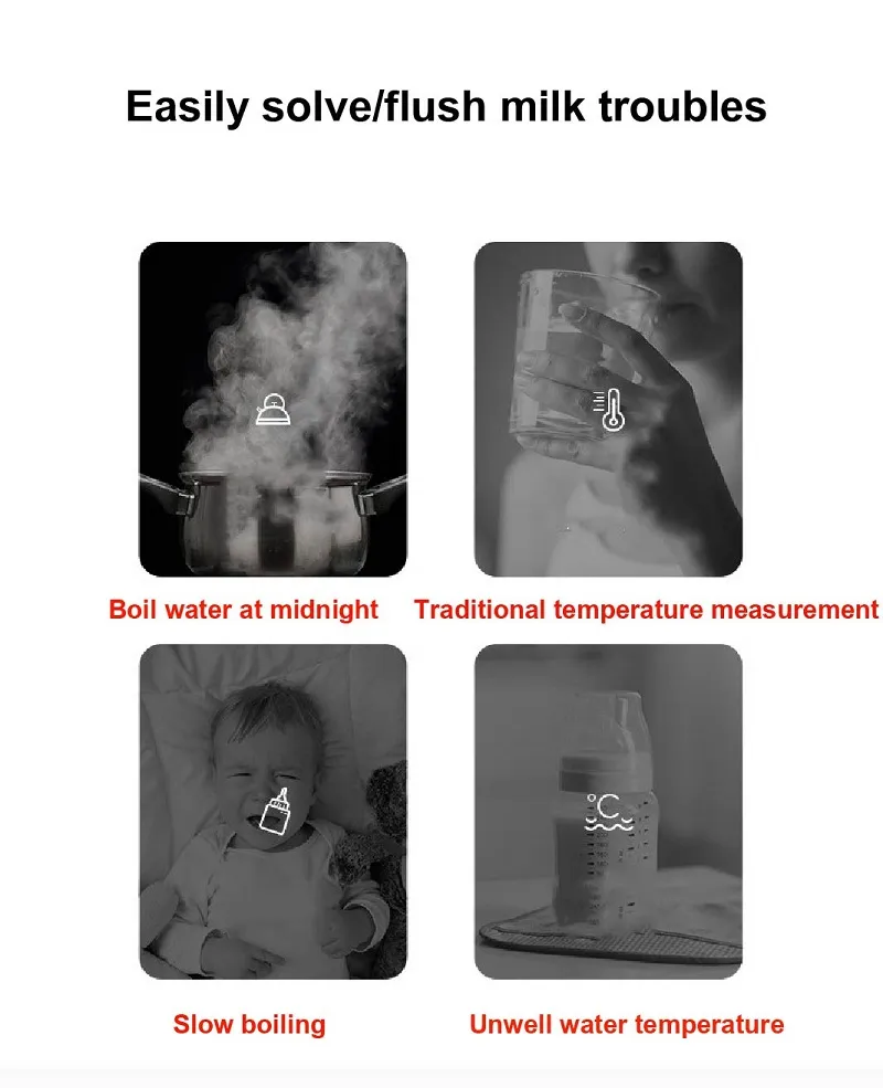 Régulateur de lait thermostatique pour bébé, vue de face