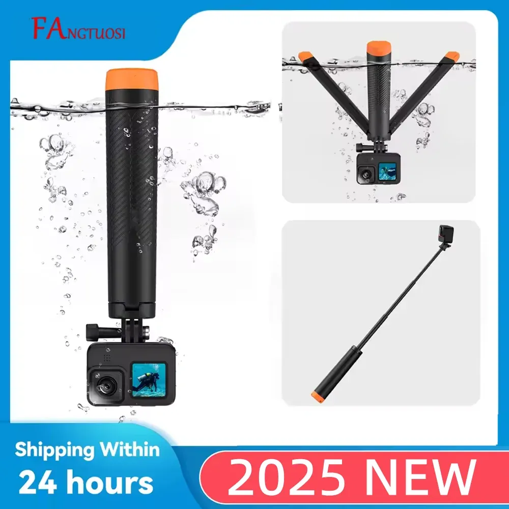 FANGTUOSI : Perche de flottaison sous-marine extensible pour plongée, compatible GoPro, Insta360, DJI Osmo et autres caméras d'action - Image 1