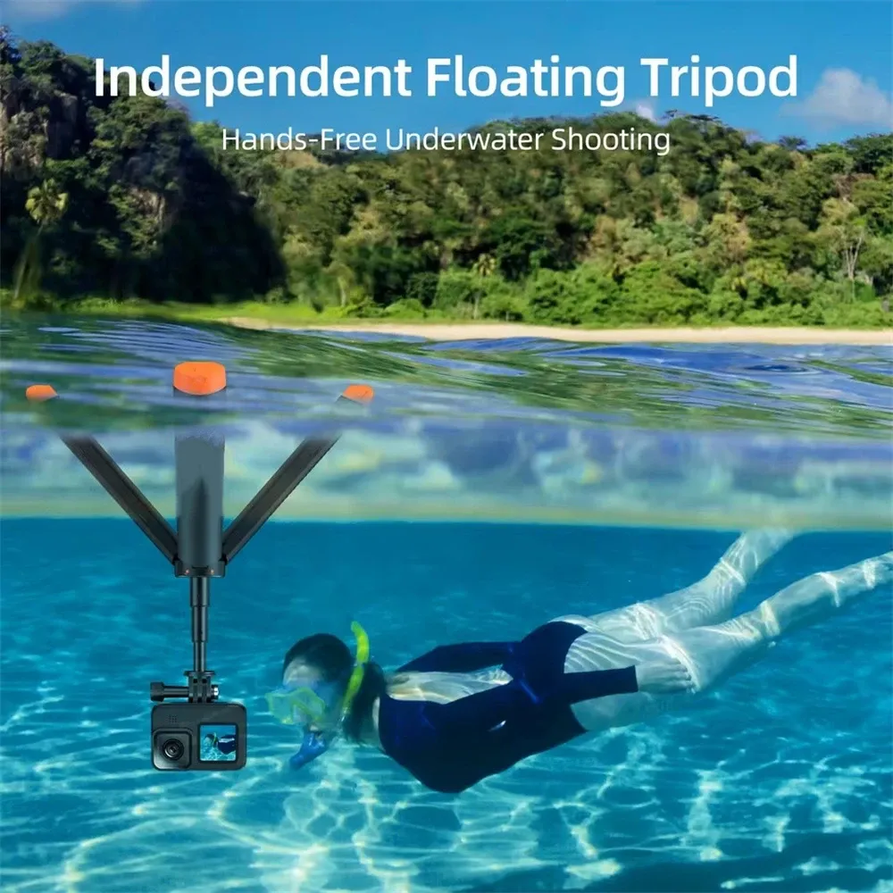 FANGTUOSI : Perche de flottaison sous-marine extensible pour plongée, compatible GoPro, Insta360, DJI Osmo et autres caméras d'action 3