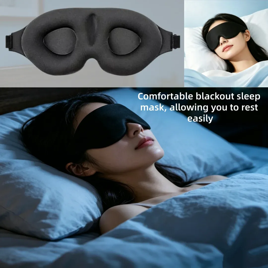 Masque de sommeil 3D sans pression sur les yeux, occultant et réglable, idéal pour les vols, les voyages et la sieste