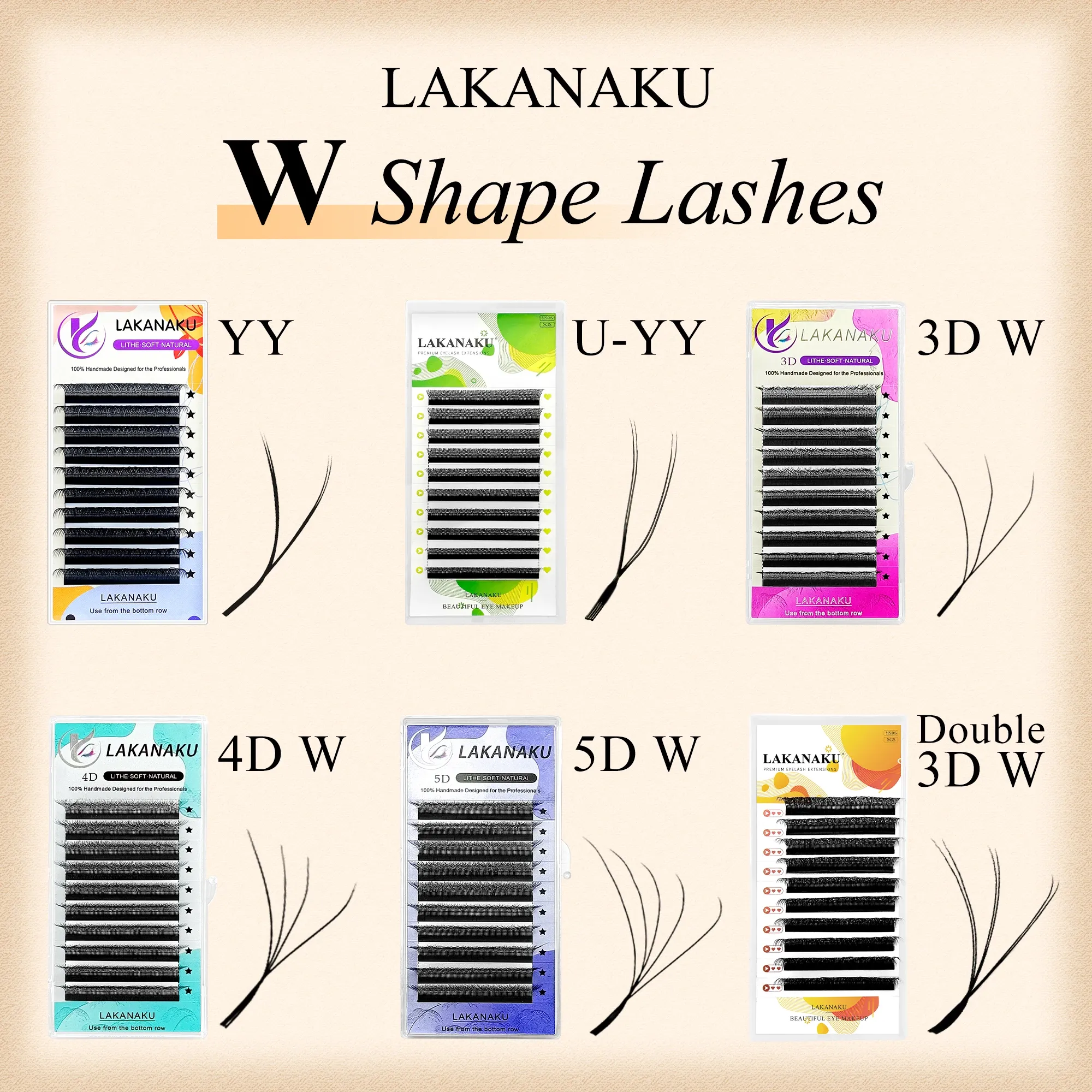 LAKANAKU Extensions de Cils Clover YY/3D/4D/5D/6D, Cils Pré-faits en Éventails, Volume - Image 1