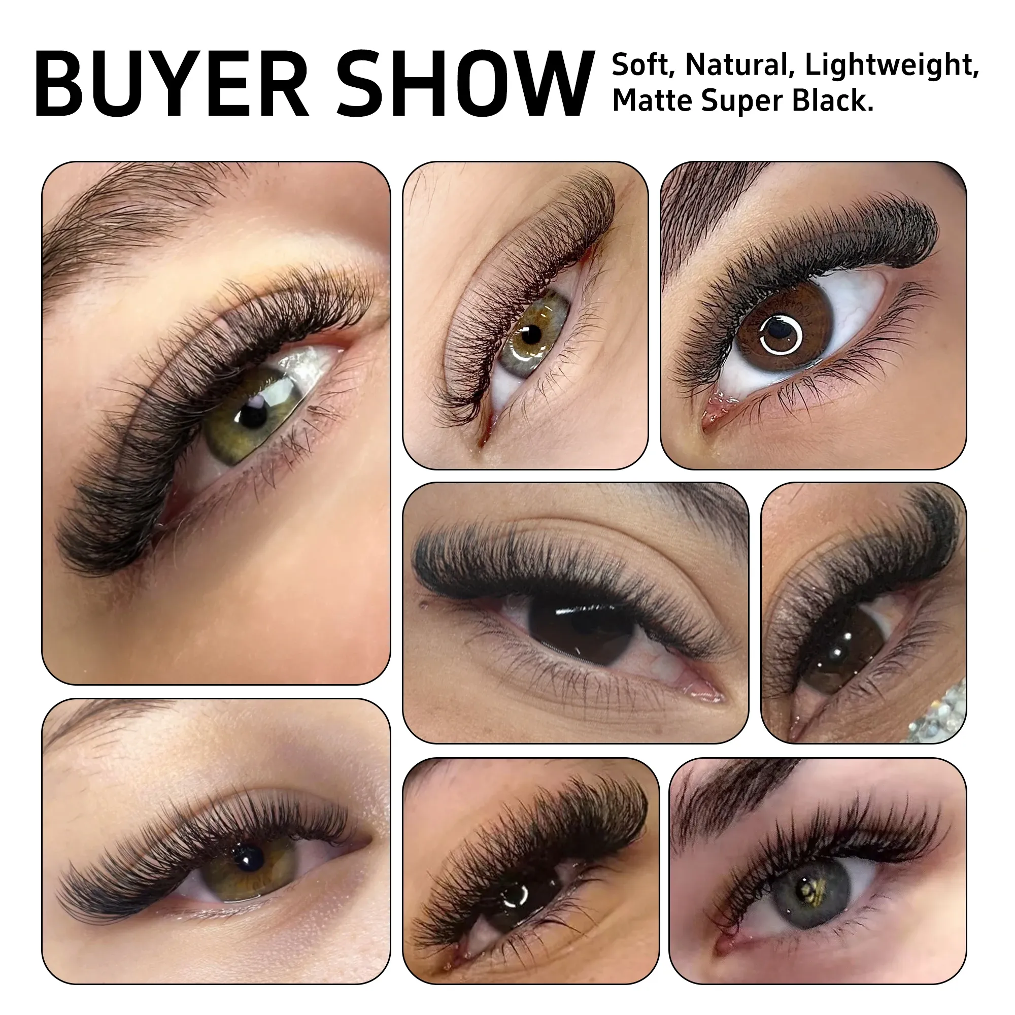 LAKANAKU Extensions de Cils Clover YY/3D/4D/5D/6D, Cils Pré-faits en Éventails, Volume 6