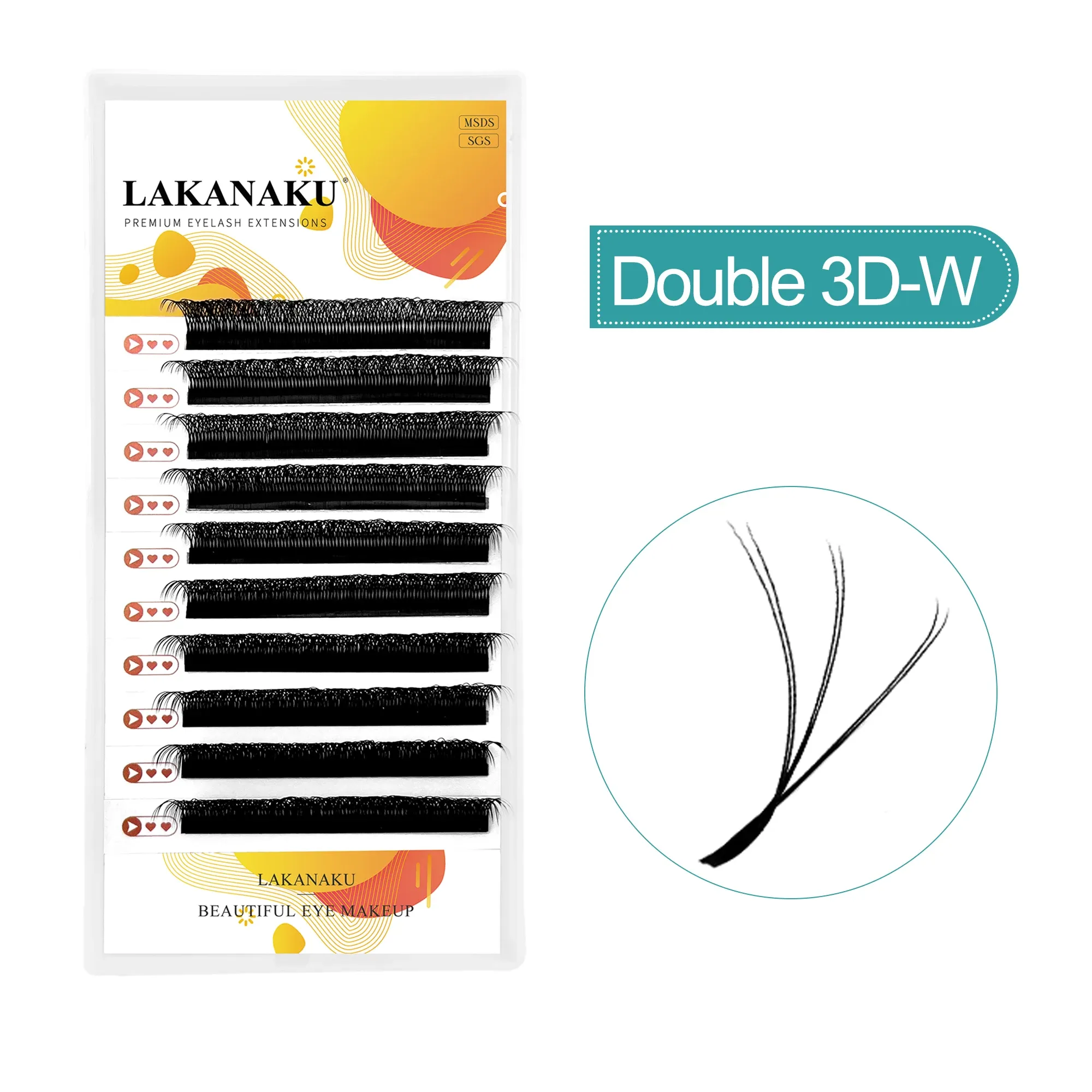 LAKANAKU Extensions de Cils Clover YY/3D/4D/5D/6D, Cils Pré-faits en Éventails, Volume 11