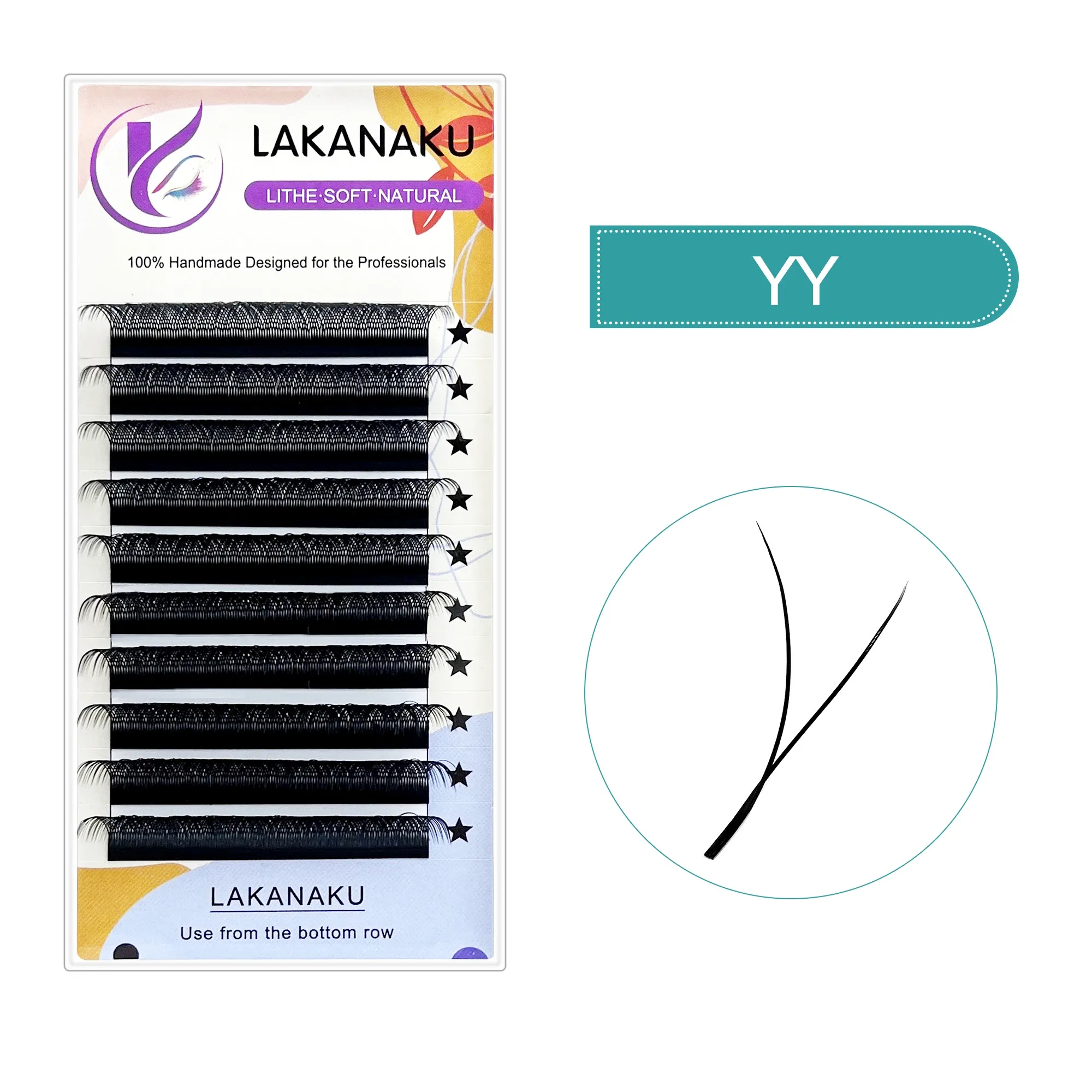 LAKANAKU Extensions de Cils Clover YY/3D/4D/5D/6D, Cils Pré-faits en Éventails, Volume 12