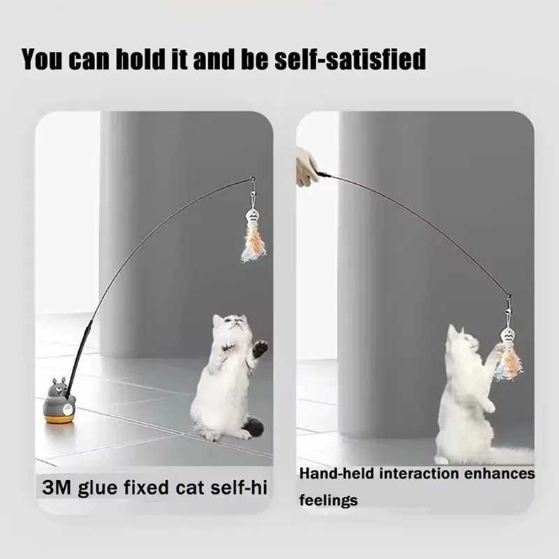 Jouet interactif rotatif pour chat avec poisson, clochette et fil en acier résistant aux morsures 5