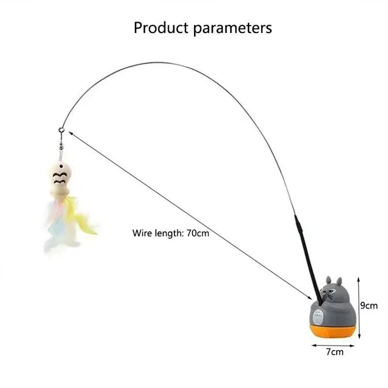 Jouet interactif rotatif pour chat avec poisson, clochette et fil en acier résistant aux morsures 6