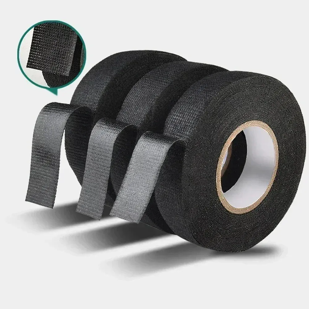 Ruban isolant électrique 15-60 m, ruban adhésif ignifuge résistant à la chaleur en tissu pour faisceau de câbles automobile 2
