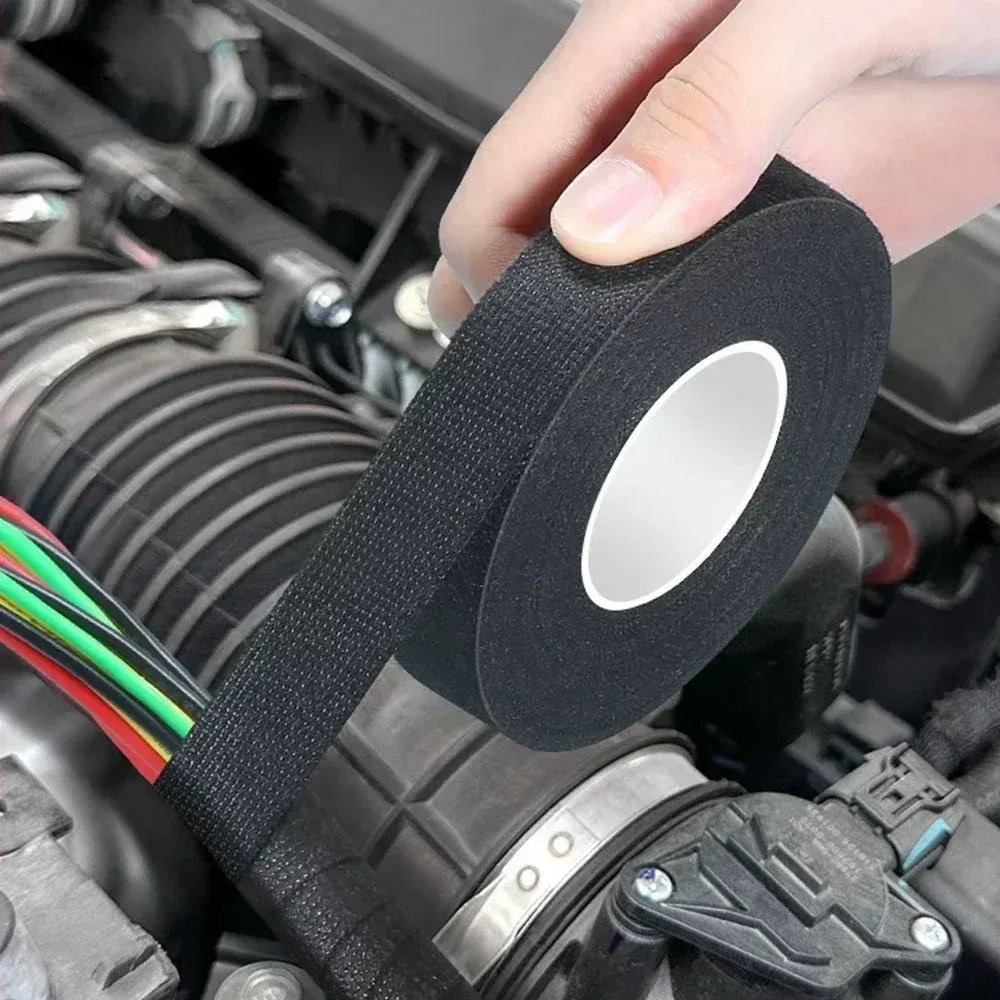 Ruban isolant électrique 15-60 m, ruban adhésif ignifuge résistant à la chaleur en tissu pour faisceau de câbles automobile 3