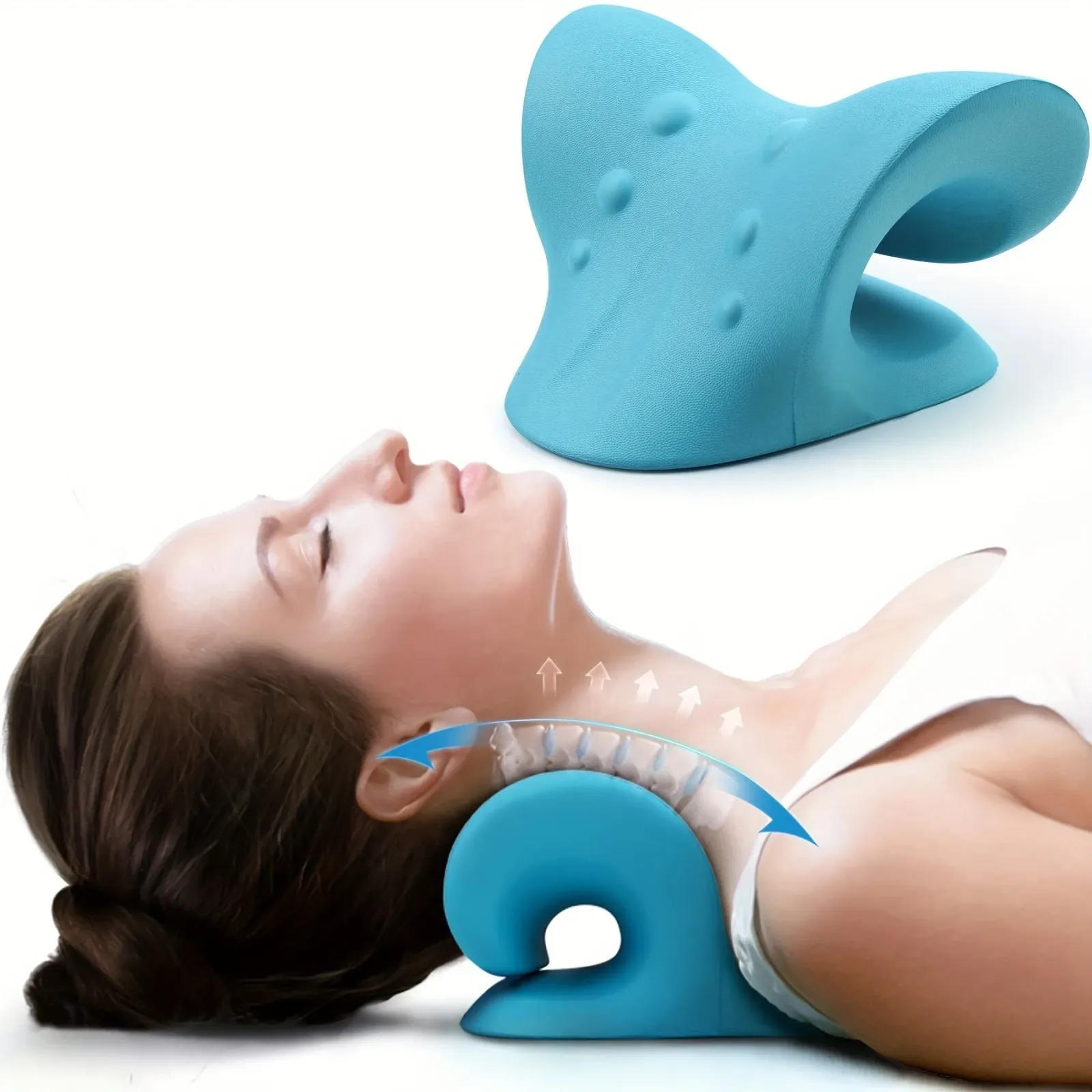 Dispositif de traction cervicale en forme de C, vue d'ensemble