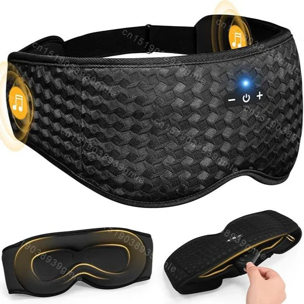 Masque de sommeil 3D Bluetooth avec écouteurs sans fil, bandeau élastique respirant bloquant la lumière, pour le voyage et le sommeil 7
