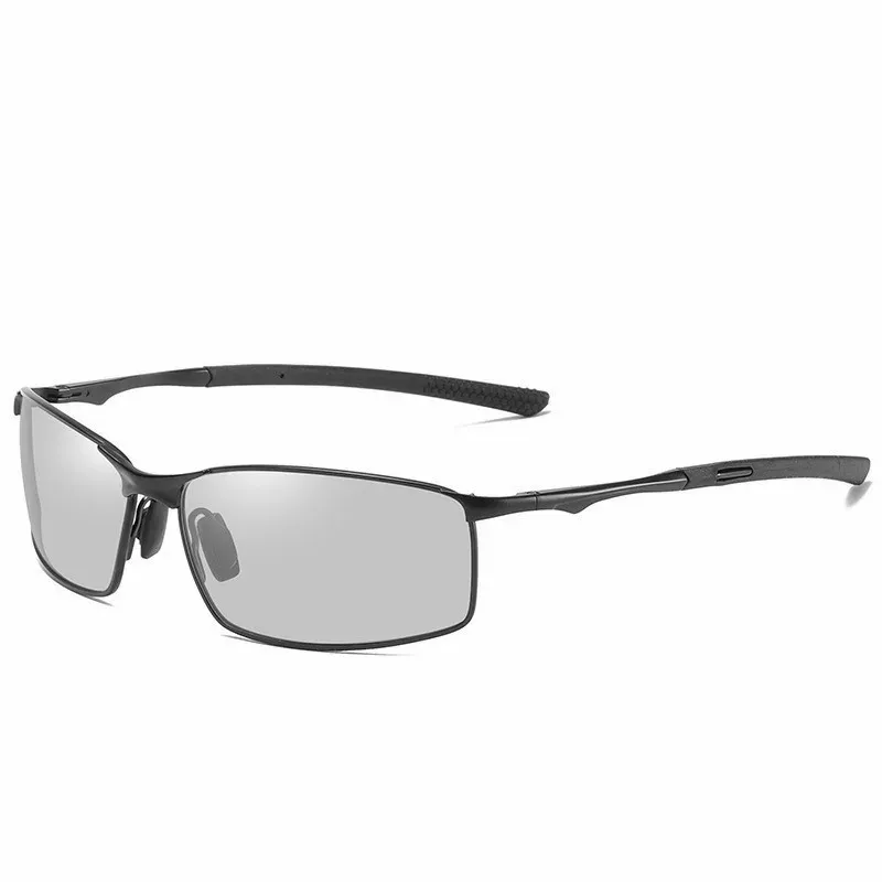 Lunettes de soleil polarisées photochromiques à monture rectangulaire en métal pour homme 13