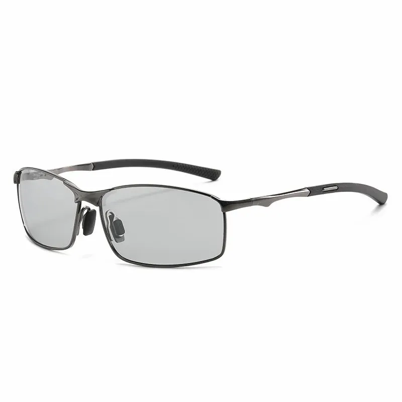 Lunettes de soleil polarisées photochromiques à monture rectangulaire en métal pour homme 8
