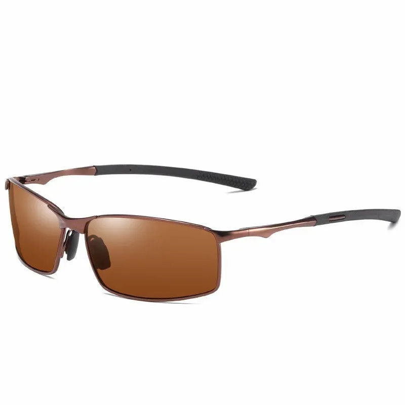 Lunettes de soleil polarisées photochromiques à monture rectangulaire en métal pour homme 10