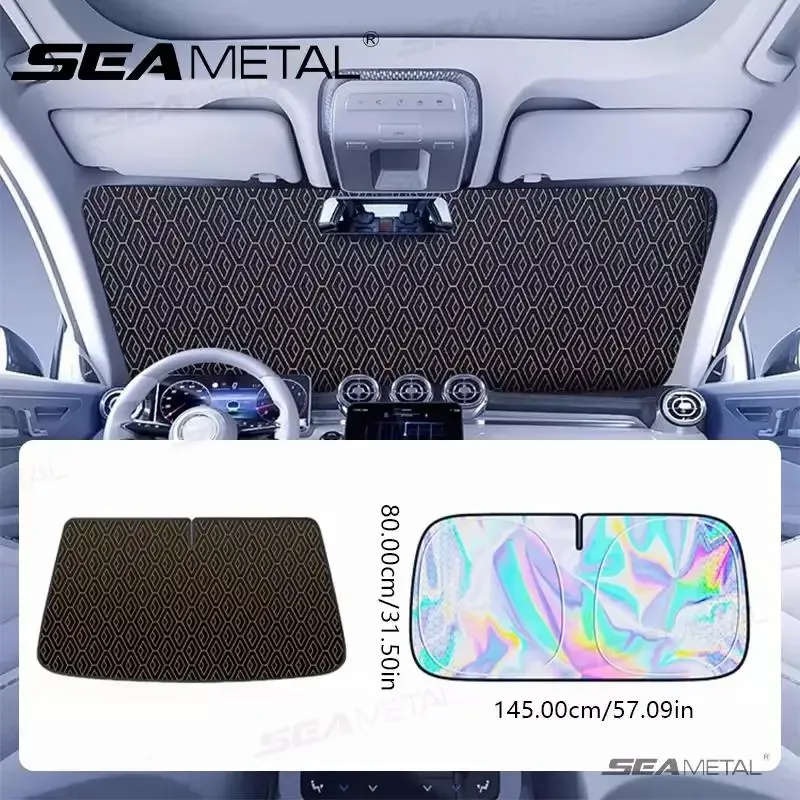 SEAMETAL Pare-soleil avant pour voiture à cinq couches, bloqueur UV et protection solaire pour pare-brise, housse d'été