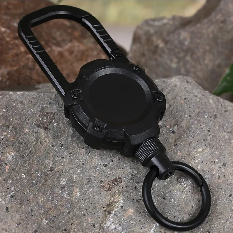 Porte-clés rétractable extensible avec clip robuste et mousqueton pour hommes et sacs de plein air - Image 1