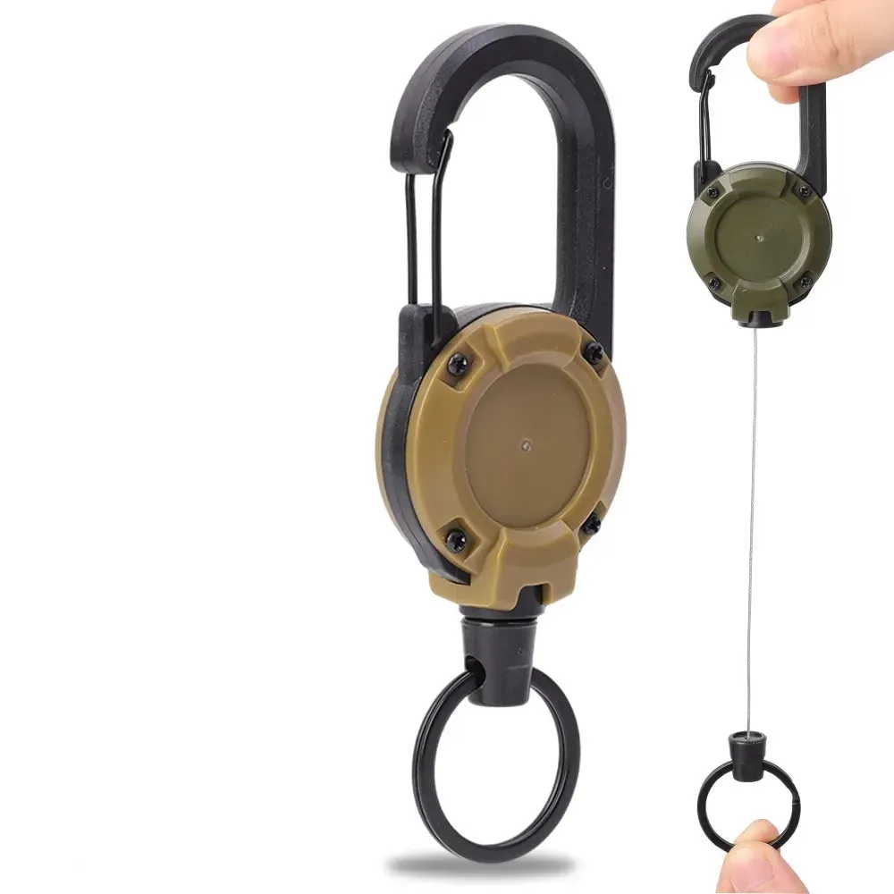 Porte-clés rétractable extensible avec clip robuste et mousqueton pour hommes et sacs de plein air 4